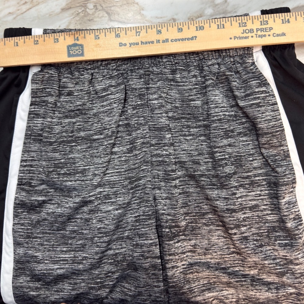 NBA Mens Basketball Shorts Large Charcoal Space Dye Heather Athletic Black White - Picture 3 of 5